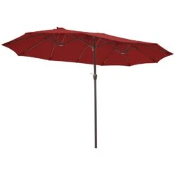15 Ft. X 9 Ft. Large Market Patio Umbrella Steel Double-Side Outdoor Umbrella In Red -Jearey jearey market umbrellas st 9 15 rd 40 1000