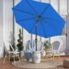 9 Ft. Outdoor Market Patio Umbrella With Hand Crank Lift In Blue