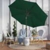 9 Ft. Outdoor Market Patio Umbrella With Hand Crank Lift In Dark Green
