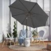 9 Ft. Outdoor Market Patio Umbrella With Hand Crank Lift In Gray