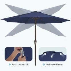 9 Ft. Outdoor Market Patio Umbrella With Hand Crank Lift In Navy -Jearey jearey market umbrellas zzs 9 nv 4f 1000