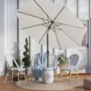 9 Ft. Outdoor Market Patio Umbrella With Hand Crank Lift In Off-White