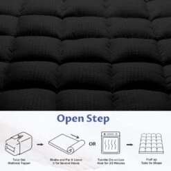 2 In. Full Deep Pocket Down Alternative Mattress Pad -Jearey jearey mattress pads lg800g bk f 1f 1000