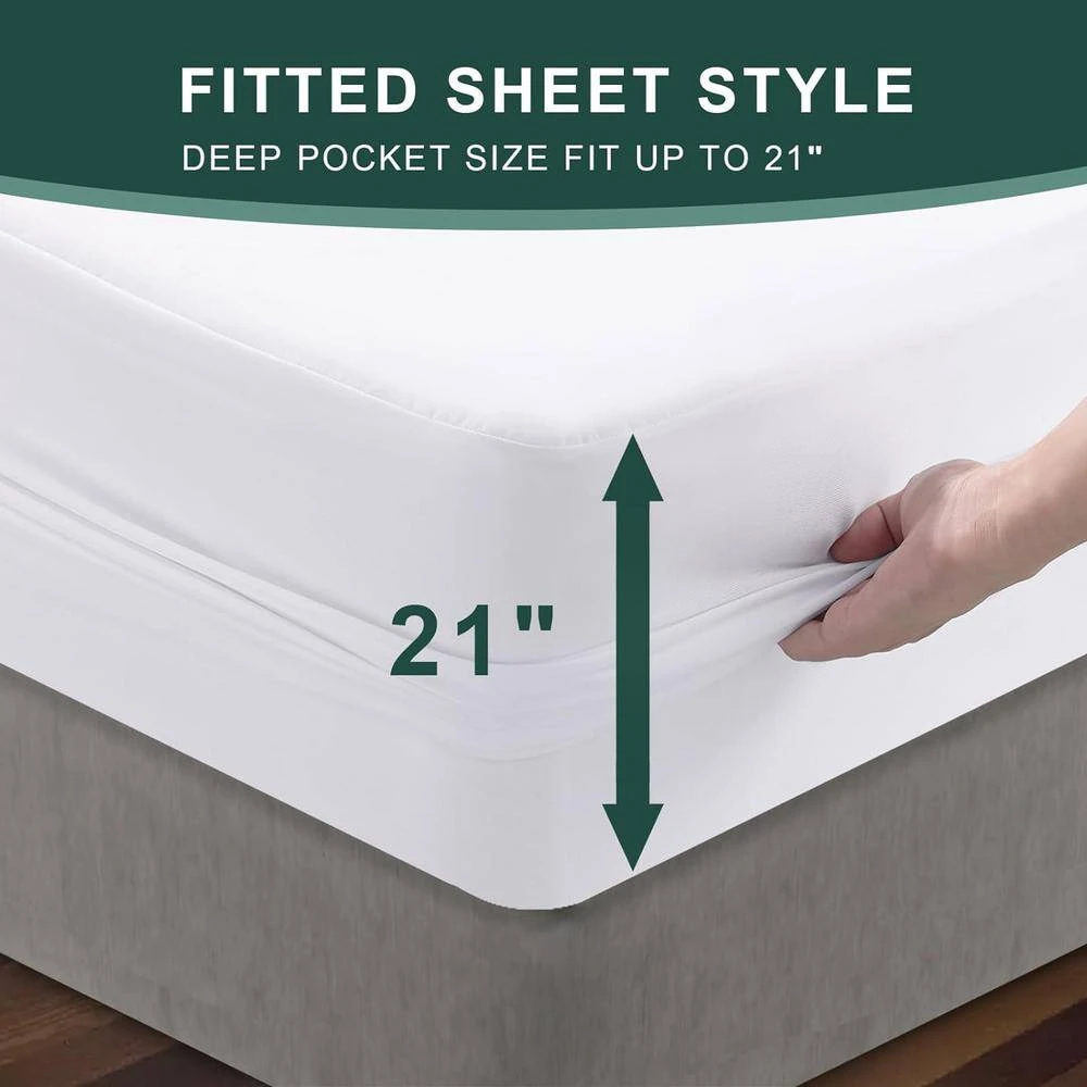 Twin Bamboo Fiber Waterproof Fitted Mattress Protector Case Pack 2 Twin Bamboo Fiber Waterproof Fitted Mattress Protector Case Pack - Image 2