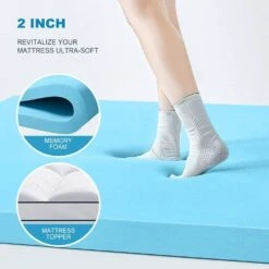 2 In. Gel Memory Foam Mattress Topper With 2 In. Mattress Pad Cover -Jearey jearey mattress toppers 30d wt ck 1f 1000