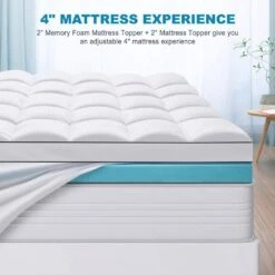 2 In. Gel Memory Foam Mattress Topper With 2 In. Mattress Pad Cover -Jearey jearey mattress toppers 30d wt ck fa 1000