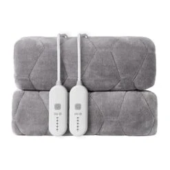 Full Gray Flannel Electric Heated Mattress Pad
