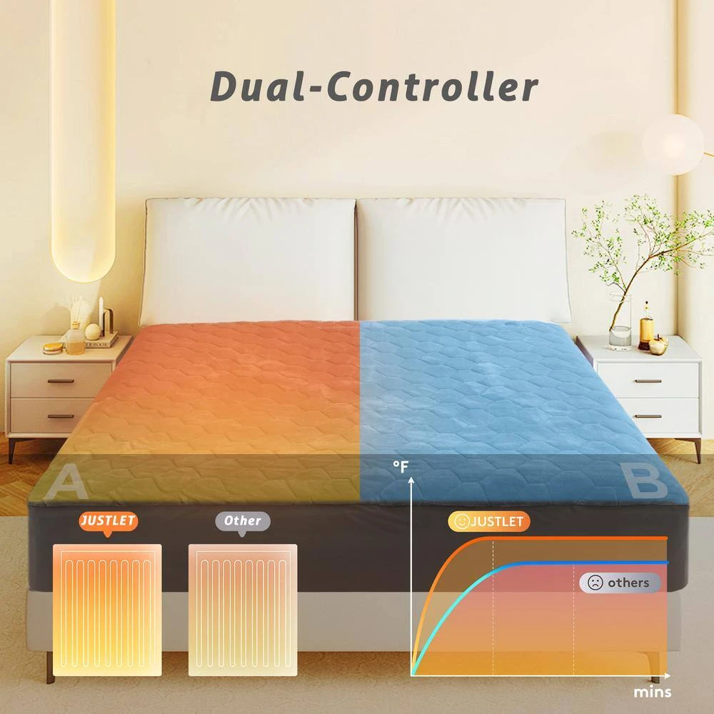 King Gray Flannel Electric Heated Mattress Pad 3 King Gray Flannel Electric Heated Mattress Pad - Image 3