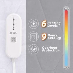 Queen White Deep Pocket Flannel Electric Heated Mattress Pad -Jearey jearey mattress toppers flrdrcl w f 44 1000