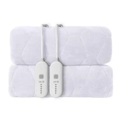 Queen White Deep Pocket Flannel Electric Heated Mattress Pad