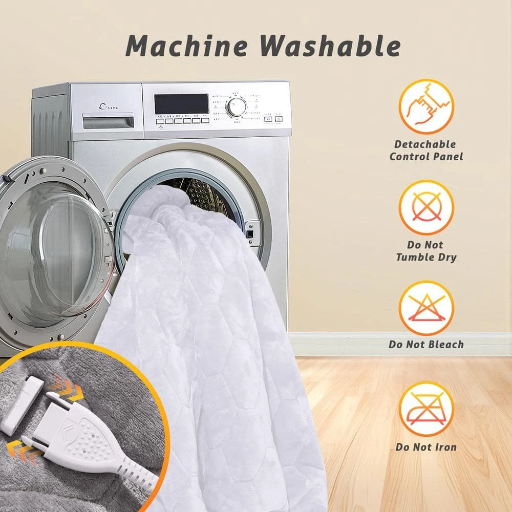 King White Flannel Electric Heated Mattress Pad 4 King White Flannel Electric Heated Mattress Pad - Image 4