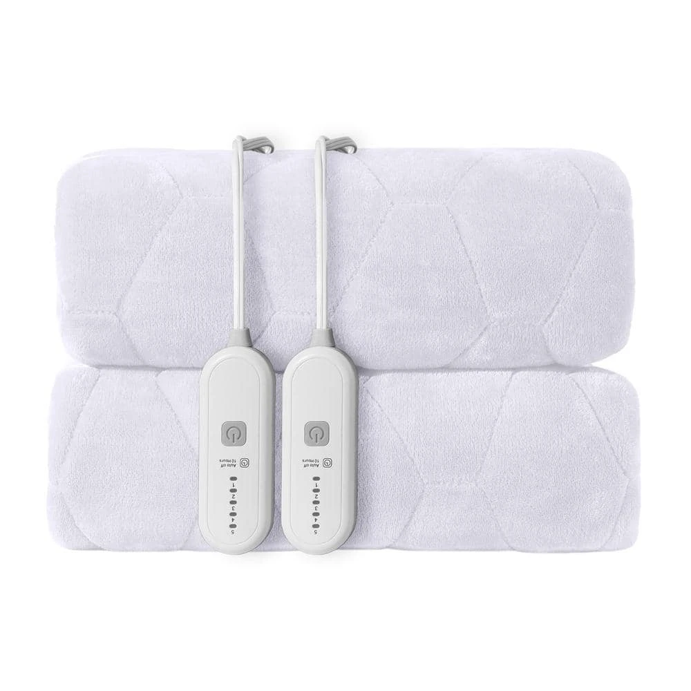 King White Flannel Electric Heated Mattress Pad 1 King White Flannel Electric Heated Mattress Pad