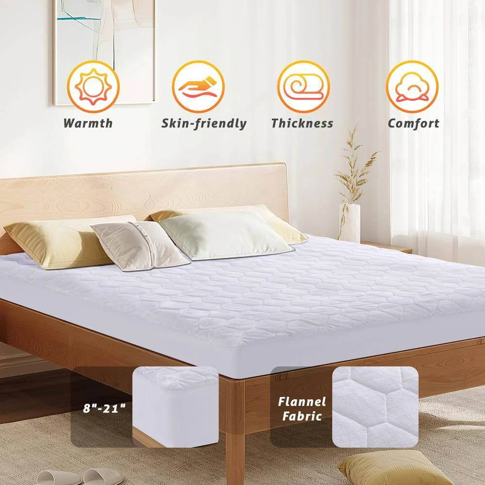 King White Flannel Electric Heated Mattress Pad 2 King White Flannel Electric Heated Mattress Pad - Image 2