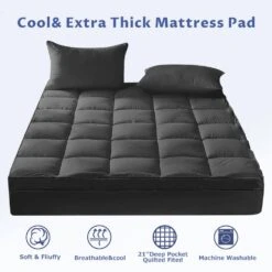 2 In. Twin Deep Pocket Down Alternative Mattress Pad -Jearey jearey mattress toppers lg800g gy t 4f 1000