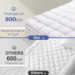 2 In. California King Deep Pocket Down Alternative Mattress Pad 9 2 In. California King Deep Pocket Down Alternative Mattress Pad -Jearey jearey mattress toppers lg800g wt ck 1f 1000