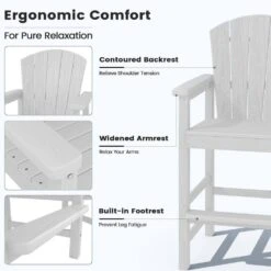 White HDPE Outdoor Weather-Resistant Bistro Set Bar Stool With Double-Layer Tray And Umbrella Hole (2-Pack) -Jearey jearey outdoor bar stools scltqwgby wh 4f 1000