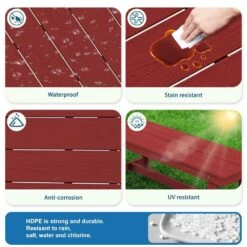 56.3 In. W Outdoor Patio HDPE Plastic All-Weather Resistant Ottoman Backless Dining Bench In Dark Red 11 56.3 In. W Outdoor Patio HDPE Plastic All-Weather Resistant Ottoman Backless Dining Bench In Dark Red -Jearey jearey outdoor benches jycd drd c3 1000