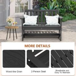 Garden Bench All-Weather HDPE 2-Person Plastic Outdoor Bench In Black 9 Garden Bench All-Weather HDPE 2-Person Plastic Outdoor Bench In Black -Jearey jearey outdoor benches zlf gycy bk 4f 1000