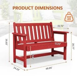 Garden Bench All-Weather HDPE 2-Person Plastic Outdoor Bench In Red -Jearey jearey outdoor benches zlf gycy brd fa 1000