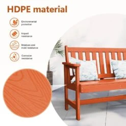 Garden Bench All-Weather HDPE 2-Person Plastic Outdoor Bench In Dark Orange -Jearey jearey outdoor benches zlf gycy dor 1f 1000