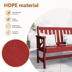 Garden Bench All-Weather HDPE 2-Person Plastic Outdoor Bench In Dark Red -Jearey jearey outdoor benches zlf gycy drd 1f 1000