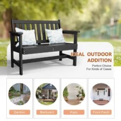Garden Bench All-Weather HDPE 2-Person Plastic Outdoor Bench In Gray 11 Garden Bench All-Weather HDPE 2-Person Plastic Outdoor Bench In Gray -Jearey jearey outdoor benches zlf gycy gr 44 1000