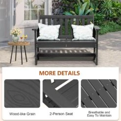 Garden Bench All-Weather HDPE 2-Person Plastic Outdoor Bench In Gray 9 Garden Bench All-Weather HDPE 2-Person Plastic Outdoor Bench In Gray -Jearey jearey outdoor benches zlf gycy gr 4f 1000