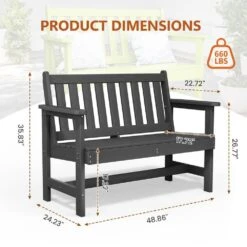 Garden Bench All-Weather HDPE 2-Person Plastic Outdoor Bench In Gray 12 Garden Bench All-Weather HDPE 2-Person Plastic Outdoor Bench In Gray -Jearey jearey outdoor benches zlf gycy gr fa 1000