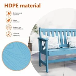Garden Bench All-Weather HDPE 2-Person Plastic Outdoor Bench In Light Blue -Jearey jearey outdoor benches zlf gycy lbl 1f 1000