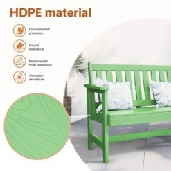 Garden Bench All-Weather HDPE 2-Person Plastic Outdoor Bench In Light Green -Jearey jearey outdoor benches zlf gycy lgn 1f 1000