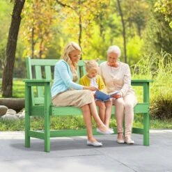 Garden Bench All-Weather HDPE 2-Person Plastic Outdoor Bench In Light Green -Jearey jearey outdoor benches zlf gycy lgn 31 1000