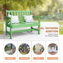 Garden Bench All-Weather HDPE 2-Person Plastic Outdoor Bench In Light Green -Jearey jearey outdoor benches zlf gycy lgn 44 1000