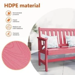 Garden Bench All-Weather HDPE 2-Person Plastic Outdoor Bench In Light Pink -Jearey jearey outdoor benches zlf gycy lpk 1f 1000