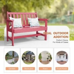 Garden Bench All-Weather HDPE 2-Person Plastic Outdoor Bench In Light Pink -Jearey jearey outdoor benches zlf gycy lpk 44 1000