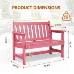Garden Bench All-Weather HDPE 2-Person Plastic Outdoor Bench In Light Pink -Jearey jearey outdoor benches zlf gycy lpk fa 1000