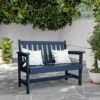 Garden Bench All-Weather HDPE 2-Person Plastic Outdoor Bench In Navy Blue