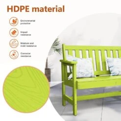 Garden Bench All-Weather HDPE 2-Person Plastic Outdoor Bench In Apple Green -Jearey jearey outdoor benches zlf gycy pgl 1f 1000