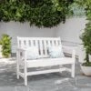 Garden Bench All-Weather HDPE 2-Person Plastic Outdoor Bench In White