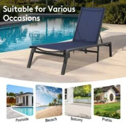 Modern Inspired Teal Metal Outdoor Chaise Lounge -Jearey jearey outdoor chaise lounges aflc teal d4 1000