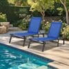 Modern Inspired Teal Metal Outdoor Chaise Lounge Set Of 2