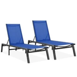 Modern Inspired Teal Metal Outdoor Chaise Lounge Set Of 2 -Jearey jearey outdoor chaise lounges aflc2 teal c3 1000