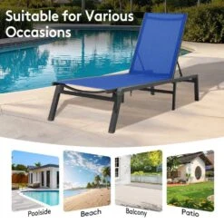 Modern Inspired Teal Metal Outdoor Chaise Lounge Set Of 2 -Jearey jearey outdoor chaise lounges aflc2 teal d4 1000