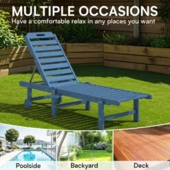 HDPE Navy 5-Level Adjustment Outdoor Lounge Chair (1-Pack) -Jearey jearey outdoor chaise lounges ysdty navy 1f 1000