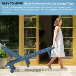 HDPE Navy 5-Level Adjustment Outdoor Lounge Chair (1-Pack) -Jearey jearey outdoor chaise lounges ysdty navy 44 1000