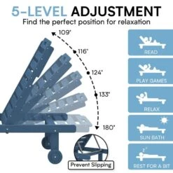 HDPE Navy 5-Level Adjustment Outdoor Lounge Chair (1-Pack) -Jearey jearey outdoor chaise lounges ysdty navy c3 1000