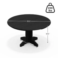Black Round HDPE Conversation Coffee Table, Weather Resistant Outdoor Dining Table -Jearey jearey outdoor coffee tables yxkfz bk 1f 1000