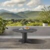 Gray Round HDPE Conversation Coffee Table, Weather Resistant Outdoor Dining Table