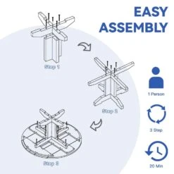 Navy Blue Round HDPE Conversation Coffee Table, Weather Resistant Outdoor Dining Table -Jearey jearey outdoor coffee tables yxkfz na 76 1000