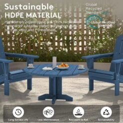 Navy Blue Round HDPE Conversation Coffee Table, Weather Resistant Outdoor Dining Table -Jearey jearey outdoor coffee tables yxkfz na c3 1000