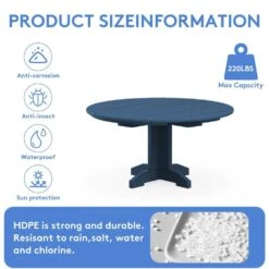 Navy Blue Round HDPE Conversation Coffee Table, Weather Resistant Outdoor Dining Table -Jearey jearey outdoor coffee tables yxkfz na fa 1000